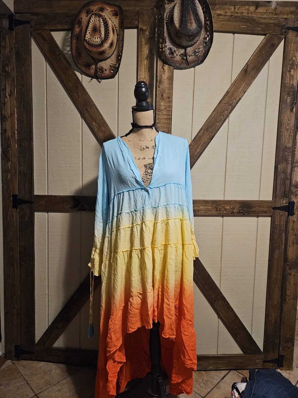 Mazik Blue Yellow Orange Ombre Swim Coverup